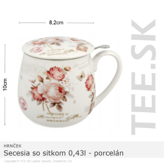 HRNČEK Secesia so sitkom 0,43l – porcelán – darčeková krabička